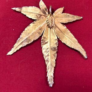 Vintage Gold-Plated Leaf Pendant from Hawaii